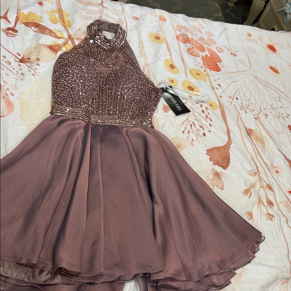 Sherri Hill Mauve Halter Dress